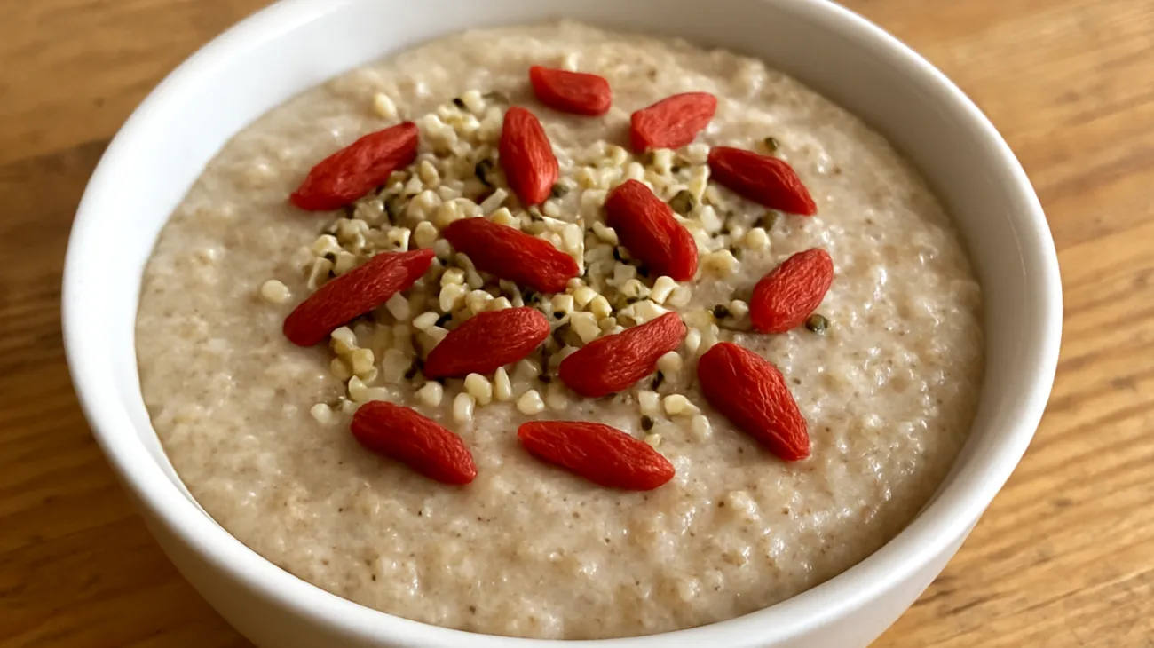 Amaranth-Pudding mit Hanfsamen und Goji-Beeren"